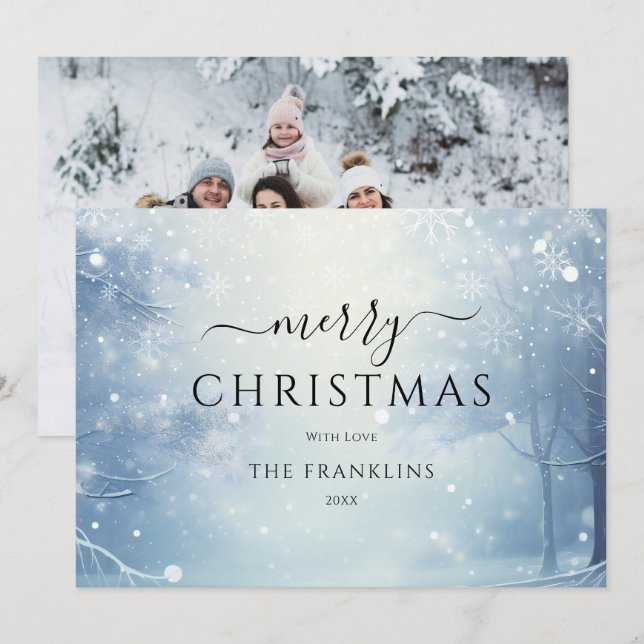 Vinter Wonderland Forest Photo jul Julkort (Fram/baksida)