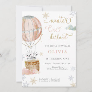 Vinter Wonderland Girl First Birthday-inbjudan Inbjudningar