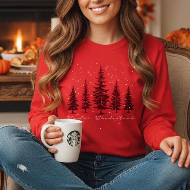 Vinter Wonderland Gräs Träd Snöflingor jul T Shirt (Skapare uppladdad)