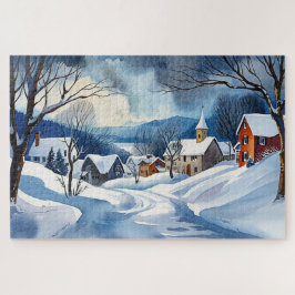 Vinter Wonderland i en liten stad Pussel