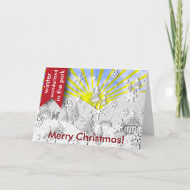 Vinter wonderland i parken hälsning helgkort