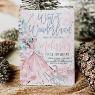 Vinter Wonderland-inbjudan Snowflake Party First Inbjudningar