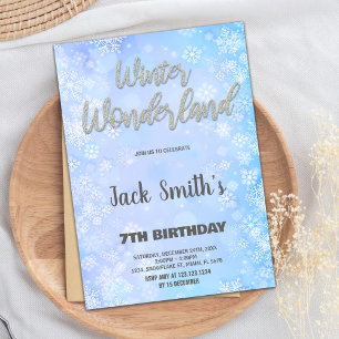 Vinter Wonderland-inbjudningar Blue Silver Glitter Inbjudningar