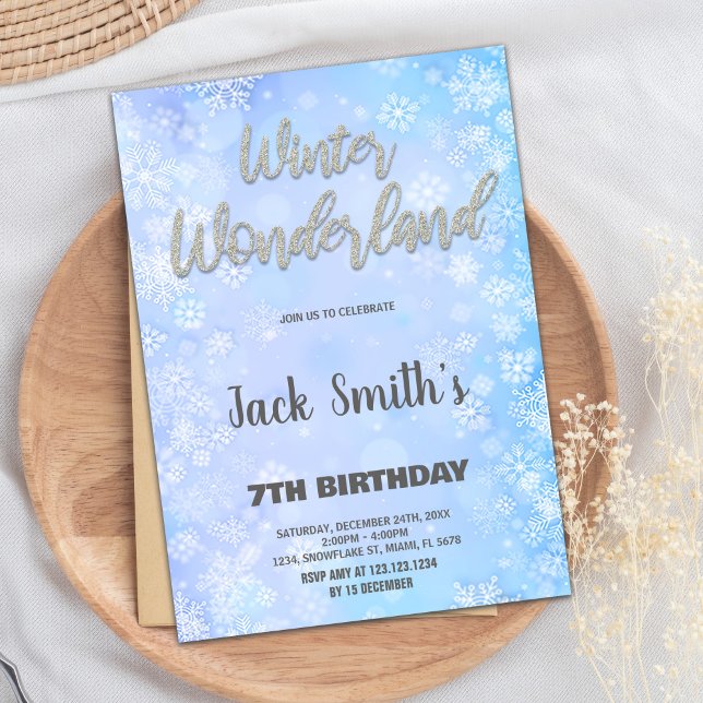 Vinter Wonderland-inbjudningar Blue Silver Glitter Inbjudningar (Winter Wonderland Invitations Blue Silver Glitter)