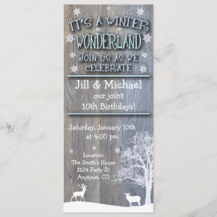 Vinter Wonderland Joint Birthday-inbjudningar Inbjudningar