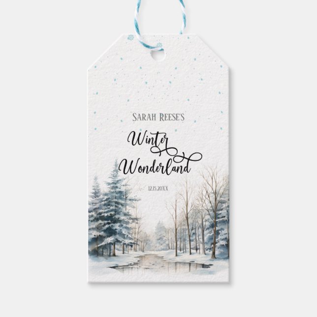 Vinter Wonderland jul Baby Shower Presentetikett (Framsidan)