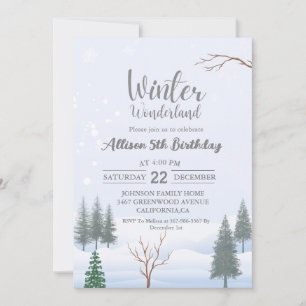 Vinter Wonderland jul Birthday Julfest Inbjudningar