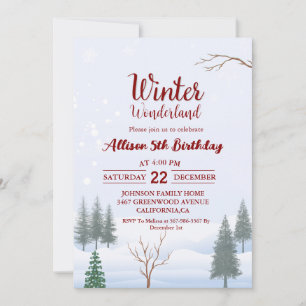 Vinter Wonderland jul Birthday Julfest Inbjudningar