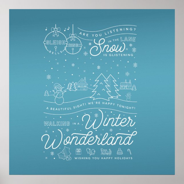 Vinter Wonderland jul Poster 24 x 24 / Blue (Framsidan)