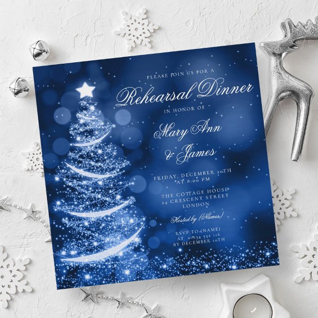 Vinter Wonderland jul Rehearsal Dinner Inbjudningar (Winter Wonderland Christmas Rehearsal Dinner Invitation)