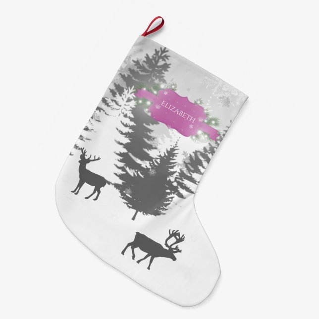 Vinter Wonderland jul Stocking - Magenta Stor Julstrumpa (Framsidan (Hängande))