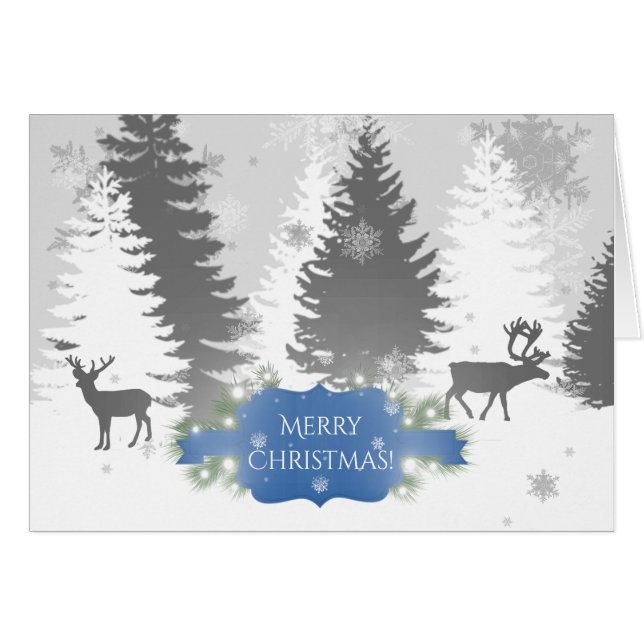 Vinter Wonderland Julhälsningar Card - blått Hälsningskort (Framsidan Horizontal)