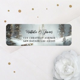 Vinter Wonderland julreturadress, etikett Returadress Etikett