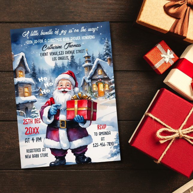 Vinter Wonderland jultomten Baby Shower Inbjudningar (Skapare uppladdad)