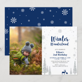 Vinter Wonderland Kid Boy 2:a födelsedagsinbjudan Inbjudningar
