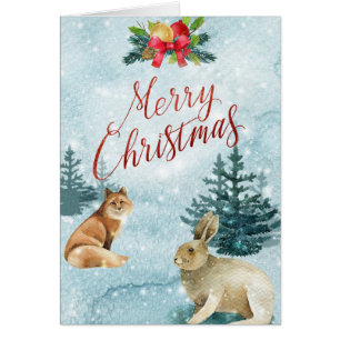 Vinter Wonderland med Fox & Rabbit-jul Hälsningskort