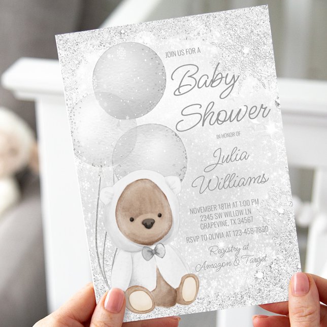 Vinter Wonderland Nalle Baby Shower Inbjudningar (Skapare uppladdad)
