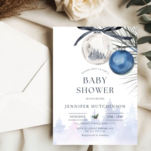 Vinter Wonderland Neutralt Baby Shower Inbjudningar (Winter Wonderland Christmas Neutral Baby Shower Invitation)