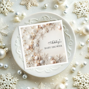 Vinter Wonderland Neutralt Baby Shower Pappersservett