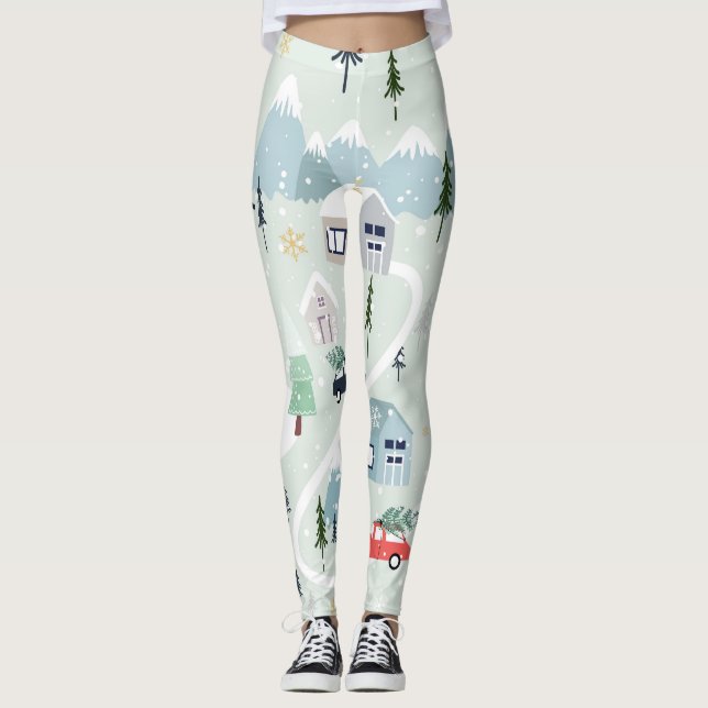 Vinter Wonderland: Polar Bear-jul Leggings (Framsida)