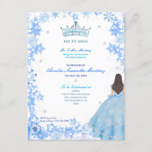 Vinter Wonderland Quinceañera-inbjudan Vykort