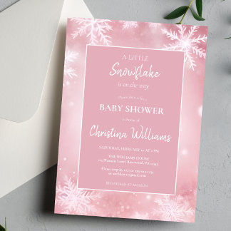 Vinter Wonderland Rosa Baby Shower Inbjudningar
