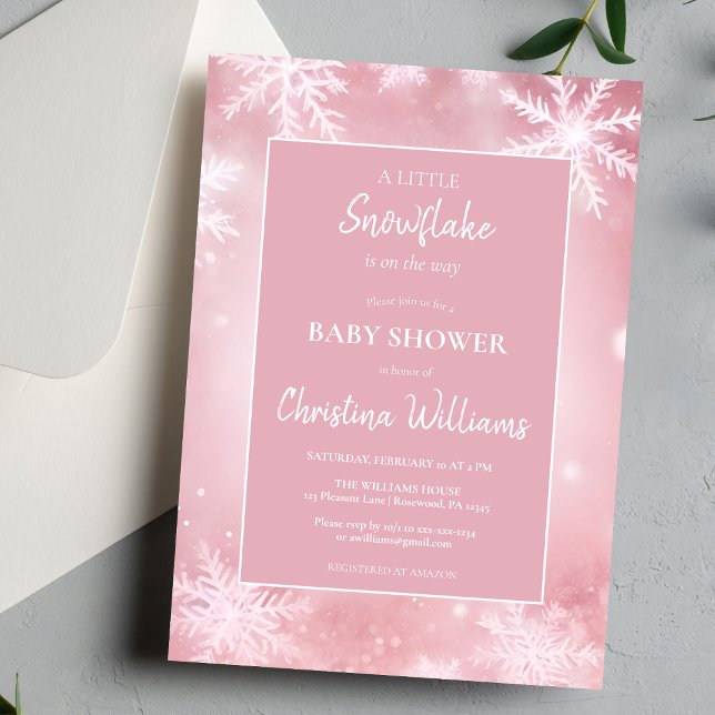 Vinter Wonderland Rosa Baby Shower Inbjudningar (Skapare uppladdad)