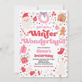 Vinter Wonderland Rosa Födelsedagsfest jul Inbjudningar