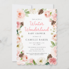 Vinter Wonderland Rosa Girl Baby Shower-inbjudan Inbjudningar