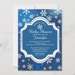 Vinter Wonderland Snöflingor Neutralt Baby Shower Inbjudningar