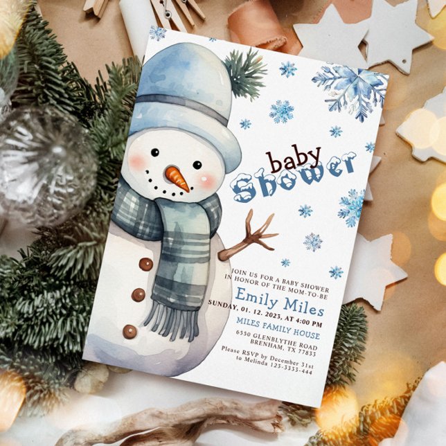 Vinter Wonderland Snögubbe Baby Shower Inbjudningar (Skapare uppladdad)
