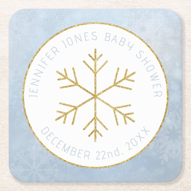 Vinter Wonderland Snowflake Baby Shower Underlägg (Framsidan)