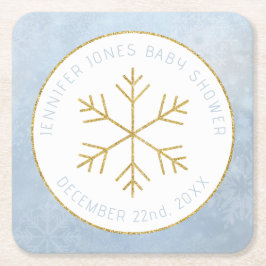 Vinter Wonderland Snowflake Baby Shower Underlägg Papper Kvadrat