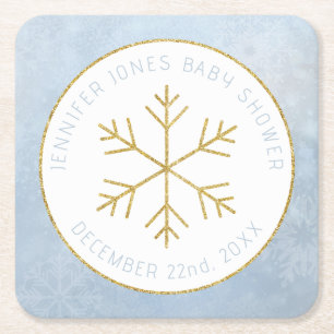 Vinter Wonderland Snowflake Baby Shower Underlägg Papper Kvadrat
