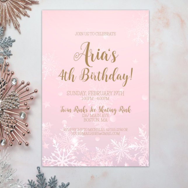 Vinter Wonderland Snowflake Birthday-inbjudan Inbjudningar (Winter Wonderland Birthday Party Invitation, Winter Onederland, Snowflake Invite, Girl Birthday)