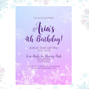 Vinter Wonderland Snowflake Birthday-inbjudan Inbjudningar