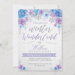 Vinter Wonderland Snowflake Birthday-inbjudan Inbjudningar
