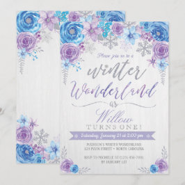 Vinter Wonderland Snowflake Birthday-inbjudan Inbjudningar
