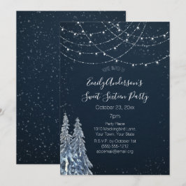 Vinter Wonderland Snowflake Blue Sweet 16 Inbjudningar