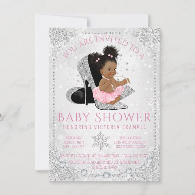 Vinter Wonderland Snowflake Ethnic Baby Shower Inbjudningar (Framsida)