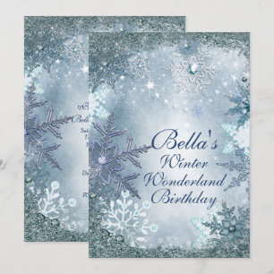Vinter Wonderland Snowflake Party-inbjudningar Inbjudningar