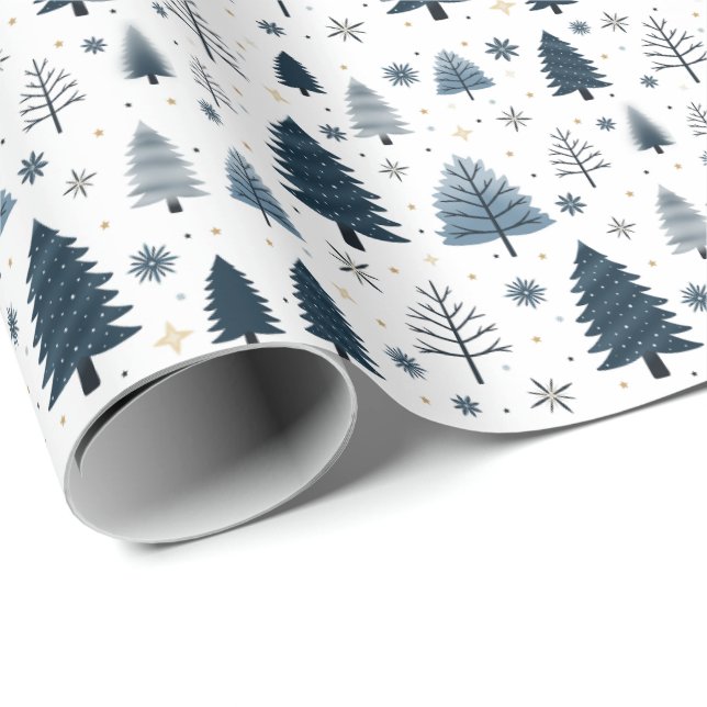 Vinter Wonderland Snowy Blue jul Presentpapper (Rullad Hörn)