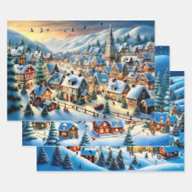 Vinter Wonderland Städer Jul Wrapping Papper