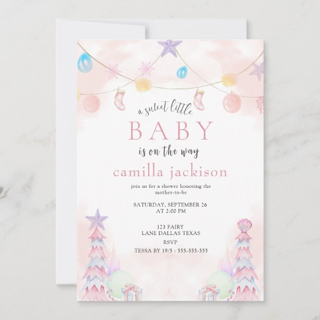 Vinter Wonderland Sweet Little Baby Shower Inbjudningar (Framsida)