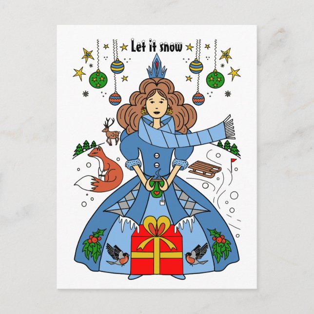 Vinter Wonderland till jul Vykort (Framsida)