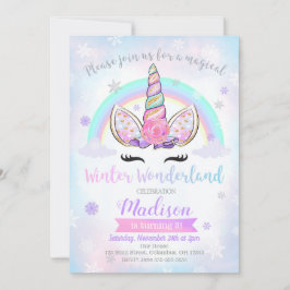 Vinter Wonderland Unicorn Birthday-inbjudan Inbjudningar