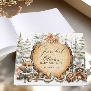 Vinter Wonderland Watercolor Animals Baby Shower Gästböcker