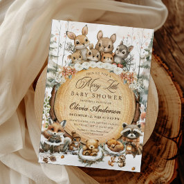 Vinter Wonderland Watercolor Animals Baby Shower Inbjudningar