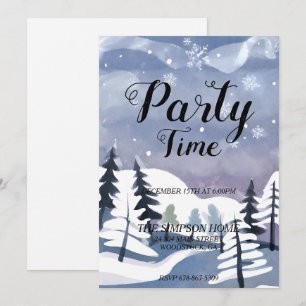 Vinter Wonderland Watercolor-julinbjudan Inbjudningar
