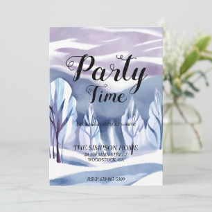 Vinter Wonderland Watercolor-julinbjudan Inbjudningar